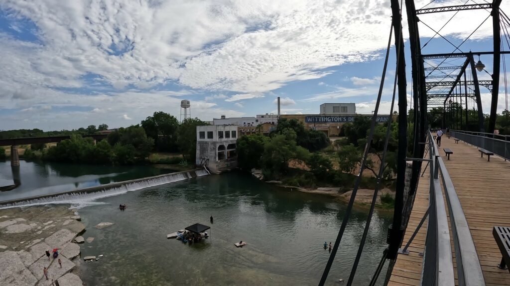 Picture of the Guadalupe River and Whittington's Denim Company Building