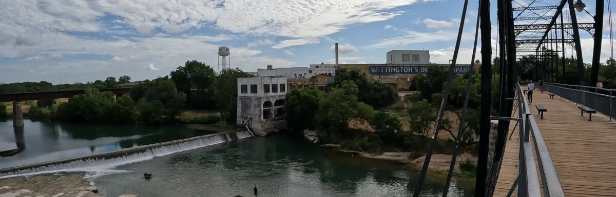 Picture of the Guadalupe River and Whittington's Denim Company Building