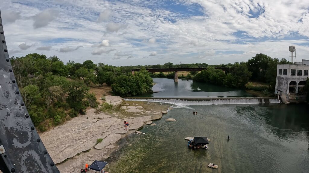 People Enjoying the River at the Faust Street Bridge