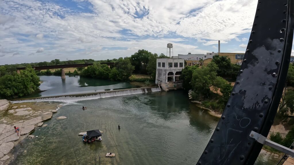 People Enjoying the River at the Faust Street Bridge