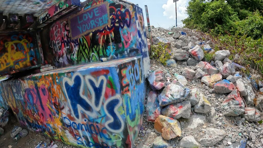 Railroad Trestle and Rock Graffiti