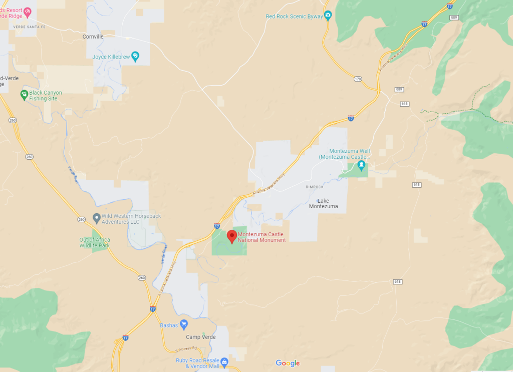 Up-close map of Montezuma Castle and Montezuma Well National Monuments