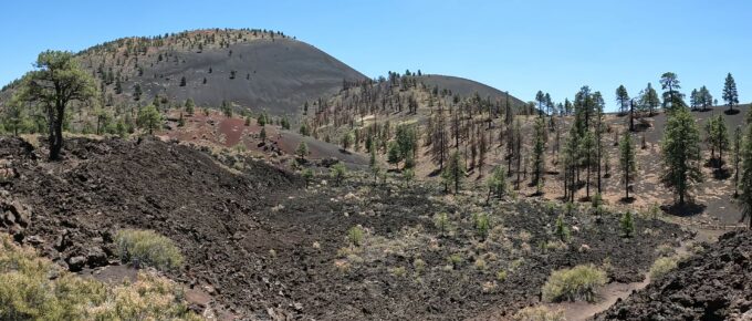 Lava flows and Sunset Crater Volcano in the Background