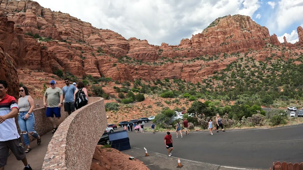 Walking Up Ramp to Chapel