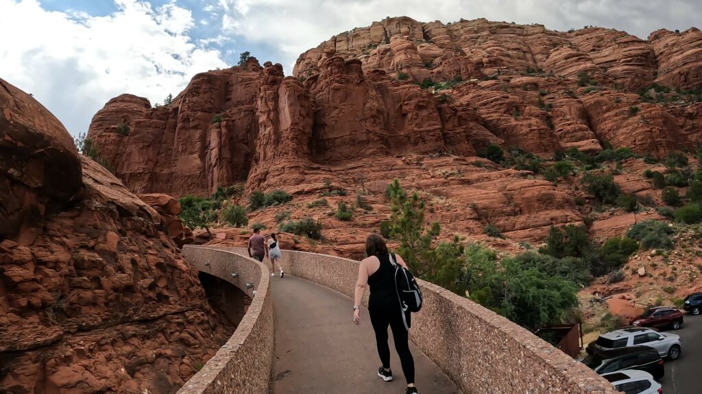 Walking Up Ramp to Chapel