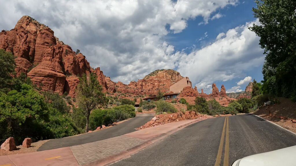 Chapel with a Red Rock Background