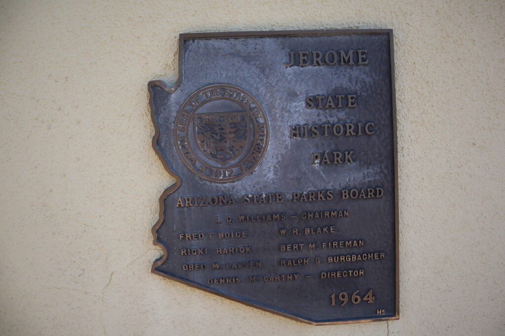 Jerome State Historic Park Plaque