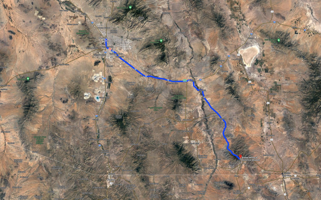 Tucson to Bisbee Map