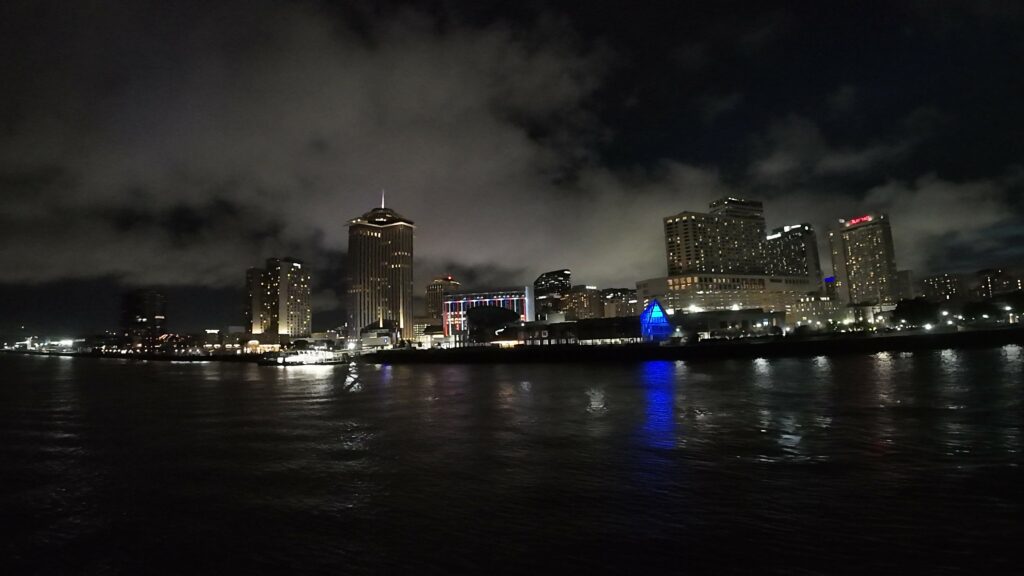 New Orleans at Night from the Steamboat Natchez