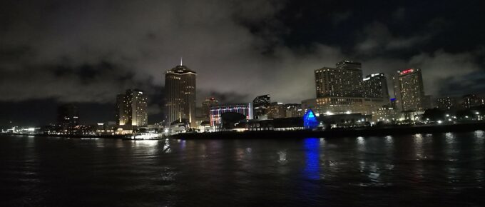 New Orleans at Night from the Steamboat Natchez