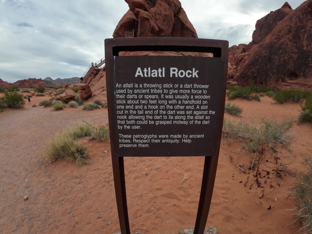 Sign for Atlatl Rock Petroglyphs