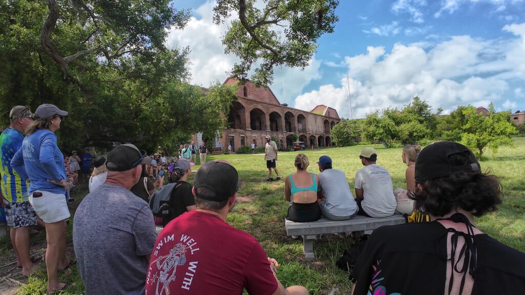 Sitting Down for the Start of the Guided Tour