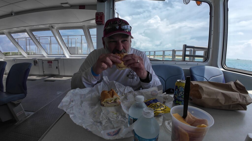 Eating a Sandwich at Lunch on the Ferry