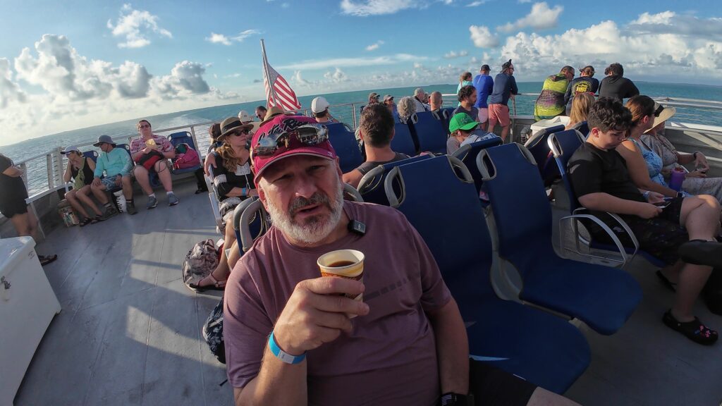 Sipping Coffee on Way to Dry Tortugas on Ferry