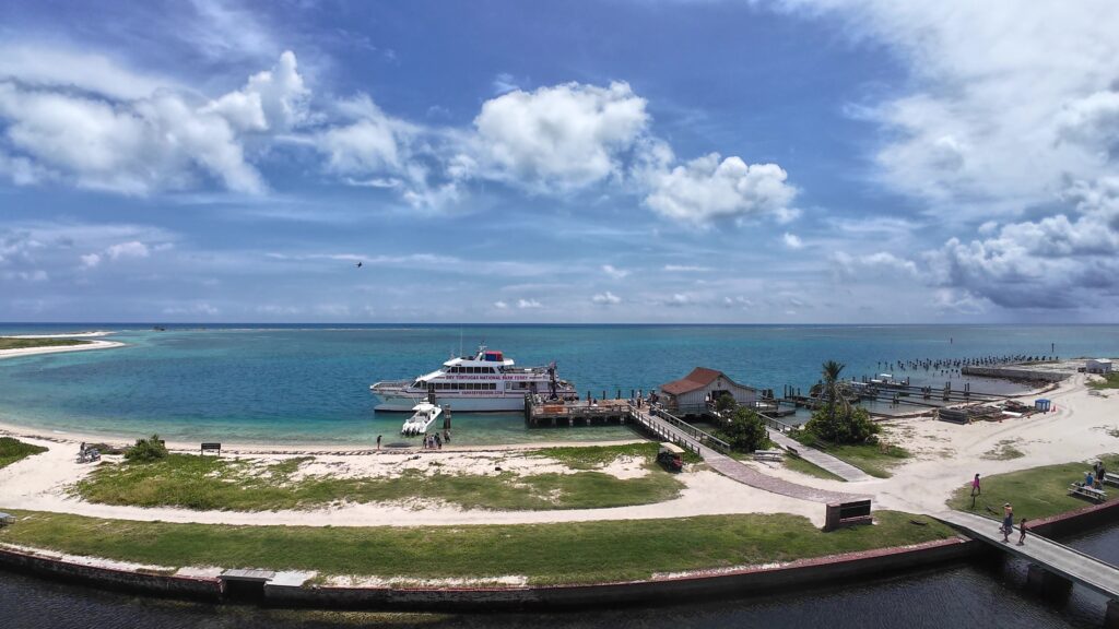 The Yankee Freedom Ferry Boat form the Top of Fort Jefferson