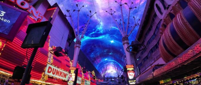 Watching People and the Viva Vision at Night on Fremont Street